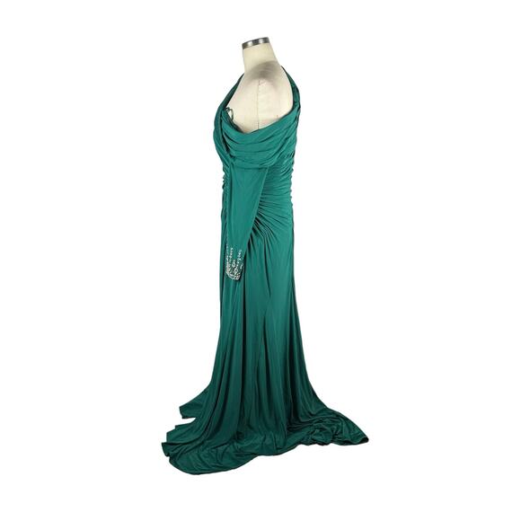 Mac Duggal Teal Off-Shoulder Maxi Dress - Picture 3 of 8